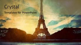  Presentation with eiffel tower paris france - PPT theme enhanced with eiffel tower in paris france background and a yellow colored foreground