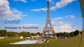  Presentation with eiffel tower paris france - Colorful presentation enhanced with eiffel tower in paris under blue sunny sky at france backdrop and a light blue colored foreground