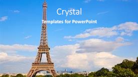  Presentation with eiffel tower paris france - Audience pleasing presentation design consisting of eiffel tower in paris under blue sunny sky at france backdrop and a teal colored foreground