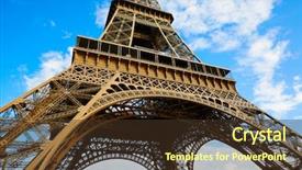  Presentation with eiffel tower paris france - PPT theme having eiffel tower in paris under blue sunny sky at france background and a tawny brown colored foreground