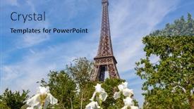  Presentation with eiffel tower - Presentation theme consisting of eiffel-tower-in-paris background and a light blue colored foreground