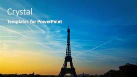  Presentation with eiffel tower paris france - Colorful PPT theme enhanced with eiffel-tower-is-a-wrought backdrop and a teal colored foreground