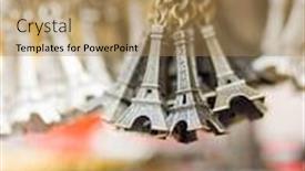  Presentation with chains - PPT theme consisting of eiffel tower key chains at the shop in paris france background and a coral colored foreground