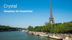  Presentation with eiffel tower - PPT theme enhanced with eiffel tower on bright day background and a teal colored foreground