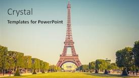  Presentation with eiffel tower paris france - Audience pleasing presentation consisting of eiffel-tower-over-blue-sky backdrop and a light blue colored foreground