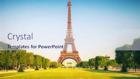  Presentation with eiffel tower paris france - PPT layouts with eiffel-tower-over-blue-sky background and a sky blue colored foreground