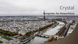  Presentation with eiffel tower - Audience pleasing theme consisting of eiffel-tower-over-the-river backdrop and a white colored foreground
