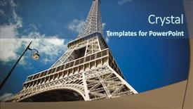  Presentation with france - Colorful PPT theme enhanced with eiffel-tower-paris-france-travel backdrop and a ocean colored foreground