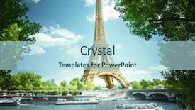  Presentation with eiffel tower paris france - Cool new PPT theme with eiffel tower paris france backdrop and a sky blue colored foreground