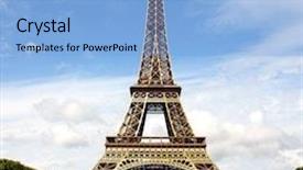  Presentation with eiffel tower - Cool new PPT theme with eiffel tower - paris backdrop and a light blue colored foreground