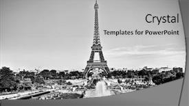  Presentation with france - PPT layouts featuring eiffel tower seen from fountain background and a light gray colored foreground