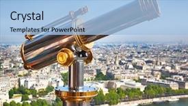 Presentation with telescope - Presentation theme consisting of eiffel tower telescope background and a light blue colored foreground