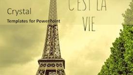  Presentation with eiffel tower - Beautiful theme featuring eiffel tower with a retro effect and the text cest la vie that is life in french backdrop and a yellow colored foreground
