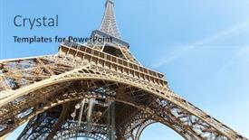  Presentation with eiffel tower paris france - Audience pleasing presentation consisting of eiffel tower with blue sky summer paris france backdrop and a light blue colored foreground