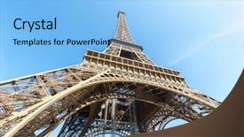  Presentation with eiffel tower paris france - Audience pleasing presentation design consisting of eiffel tower with blue sky summer paris france backdrop and a light blue colored foreground