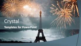  Presentation with eiffel tower paris france - Presentation design consisting of eiffel-tower-with-fireworks-celebration background and a gray colored foreground