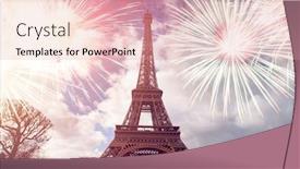  Presentation with eiffel tower - Colorful presentation design enhanced with eiffel-tower-with-fireworks-celebration backdrop and a lemonade colored foreground