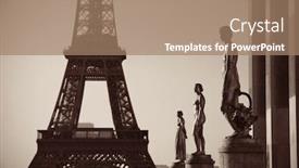  Presentation with eiffel tower - Presentation design with eiffel-tower-with-statue background and a coral colored foreground