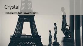  Presentation with eiffel tower - Beautiful PPT layouts featuring eiffel tower with statue backdrop and a light gray colored foreground