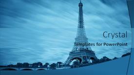  Presentation with paris france - Presentation design consisting of eiffel-towerand-river-seine background and a light blue colored foreground