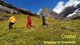  Presentation with trekking - Beautiful theme featuring eiger trekking berner oberland switzerland backdrop and a tawny brown colored foreground