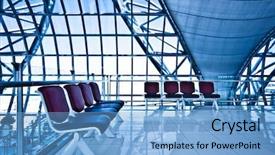  Presentation with waiting room furniture - Amazing theme having eight chairs place in airport backdrop and a light blue colored foreground