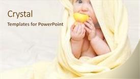  Presentation with rubber duck - Presentation theme having sitting wrapped blue - eight month baby girl playing background and a lemonade colored foreground