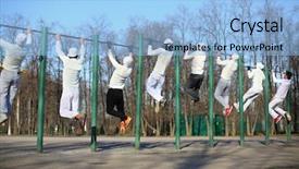  Presentation with coaching - Colorful theme enhanced with eight young men coaching on the horizontal bar on the playground view from the back backdrop and a light blue colored foreground