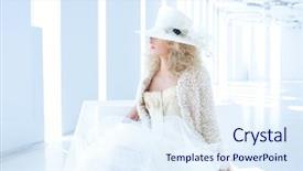  Presentation with eighteenth century interiors - Slide deck enhanced with eighteenth century corset haute couture background and a sky blue colored foreground