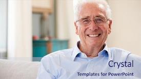  Presentation with home - Beautiful slide set featuring eighties - portrait of smiling senior man backdrop and a  colored foreground