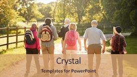  Presentation with rear view mirror - Beautiful slide deck featuring eighties - rear view of senior friends backdrop and a coral colored foreground