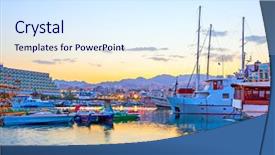  Presentation with israel - Audience pleasing slide deck consisting of eilat at sundown israel backdrop and a sky blue colored foreground