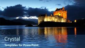  Presentation with scotland - Cool new PPT layouts with eilean donan castle at dusk scotland united kingdom backdrop and a ocean colored foreground