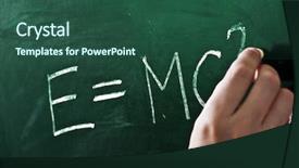  Presentation with einstein - PPT theme having einstein - mathematical formula on blackboard closeup background and a ocean colored foreground