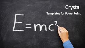  Presentation with physics science - Presentation design featuring einstein - physics science formula equation blackboard background and a dark gray colored foreground