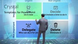  Presentation with matrix - Slide deck consisting of eisenhower-matrix-helping-to-prioritize background and a arctic colored foreground