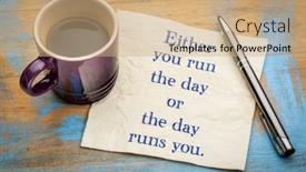  Presentation with cup coffee - Colorful PPT theme enhanced with either-you-run-the-day backdrop and a coral colored foreground