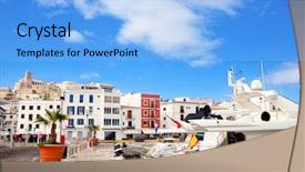  Presentation with church blue - Cool new slide set with eivissa ibiza town with church backdrop and a light blue colored foreground
