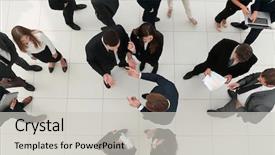  Presentation with partners - Cool new slide set with ejecutivo - business concept business partners talking backdrop and a light gray colored foreground