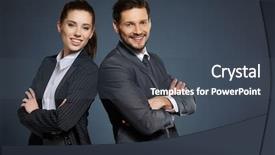  Presentation with blue business proposal - Presentation theme with ejecutivo - business couple on blue background background and a ocean colored foreground