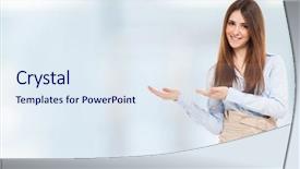  Presentation with show - PPT layouts featuring ejecutivo - portrait of a woman using background and a  colored foreground