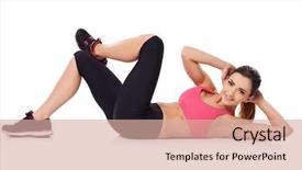  Presentation with exercise kids kid doing fitness - Presentation theme having ejercicio - beautiful young woman doing exercises background and a coral colored foreground