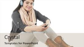  Presentation with teen girl tech - Colorful presentation theme enhanced with ejercity teenagers - attractive teen girl happily sitting backdrop and a  colored foreground