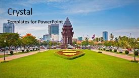  Presentation with phnom penh - Presentation theme enhanced with ekareach in phnom penh cambodia background and a light blue colored foreground