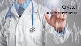  Presentation with cardiology concept - Cool new presentation with ekg - cardiologist working with virtual screen backdrop and a light gray colored foreground