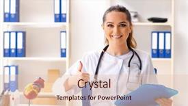  Presentation with cardiac - Slides featuring ekg cardiac - young female doctor cardiologist sitting background and a lemonade colored foreground