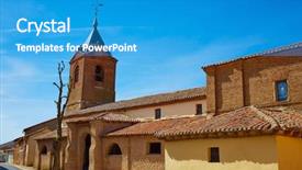  Presentation with people at church - Audience pleasing slide deck consisting of el burgo ranero church by saint james way in leon spain backdrop and a teal colored foreground