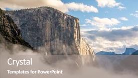  Presentation with autumn morning - Presentation theme consisting of el capitan rock close-up in yosemite national park valley at cloudy autumn morning from tunnel view low clouds lay in the valley california usa background and a gray colored foreground