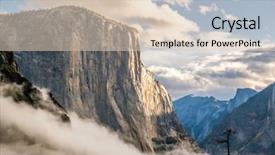  Presentation with autumn morning - Slide deck with el capitan rock close-up in yosemite national park valley at cloudy autumn morning from tunnel view low clouds lay in the valley california usa background and a lemonade colored foreground