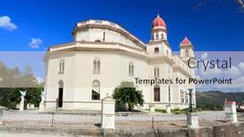  Presentation with church - Beautiful presentation theme featuring el-cobre-very-famous-church backdrop and a  colored foreground